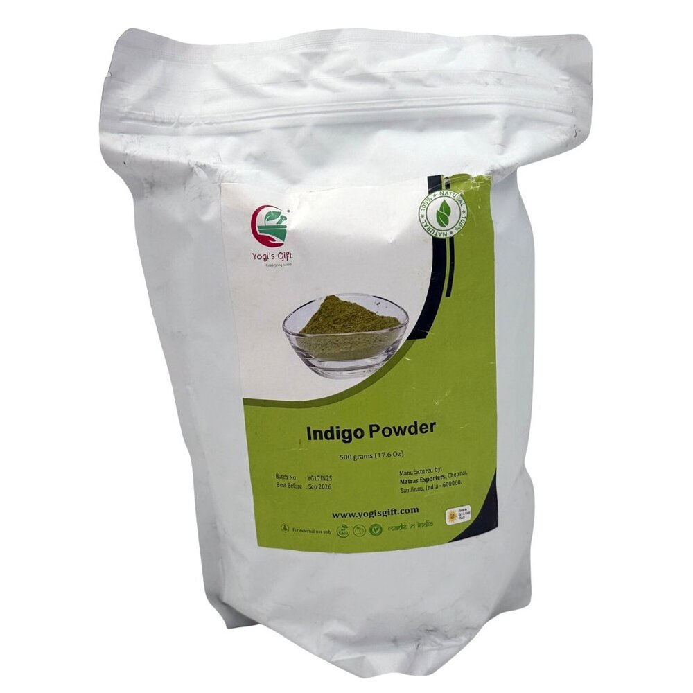 Yogis Gift Indigo Powder 500g Natural Black Hair Dye Plant Based - Made In India
